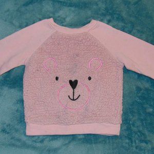 pink textured bear design pull over sweatshirt